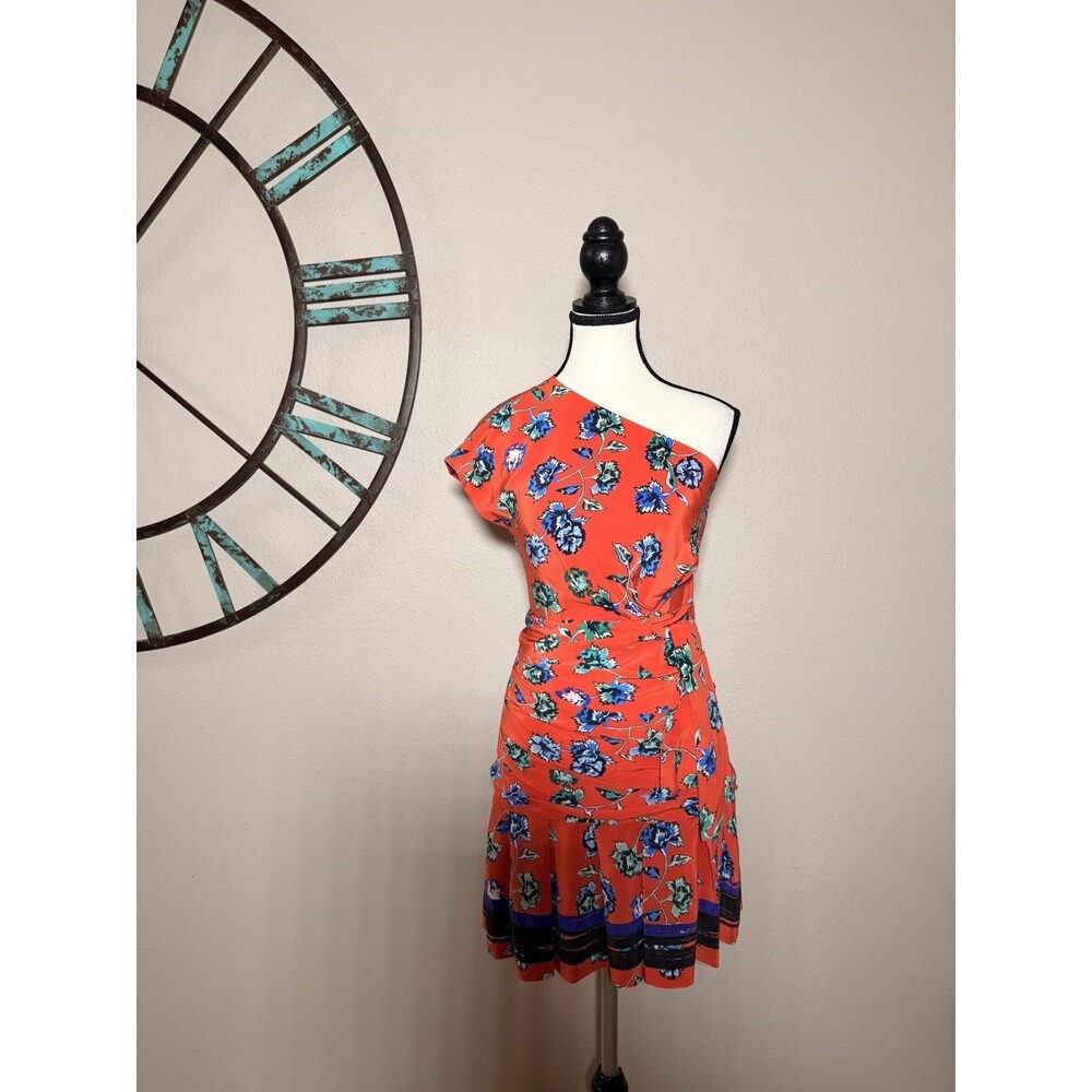 Derek Lam 10 Crosby Dress Orange Floral Silk Designer Mini Size 0 EUC ($637)